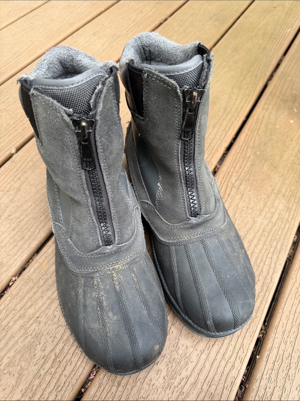 Mens’s Waterpoof Gray Zip-Front Winter Boots (size 9)